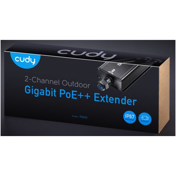 Cudy POE25 30W Gigabit PoE+/PoE Injector, 2-Channel Outdoor PoE Extender, 100m - EP3223886