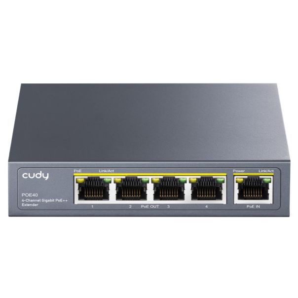 Cudy POE40 60W/30W Gigabit POE+ Extender, 802.3af/802.3at Standard, Data Power 100 Meters, Metal - EP3227737