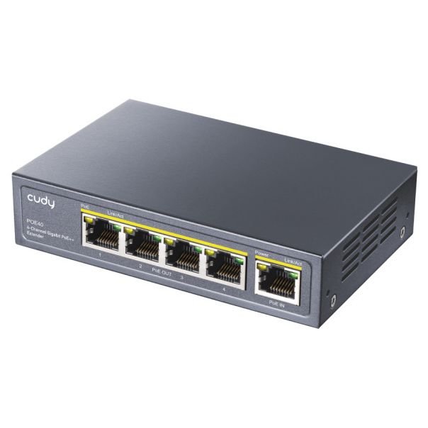 Cudy POE40 60W/30W Gigabit POE+ Extender, 802.3af/802.3at Standard, Data Power 100 Meters, Metal - EP3227737
