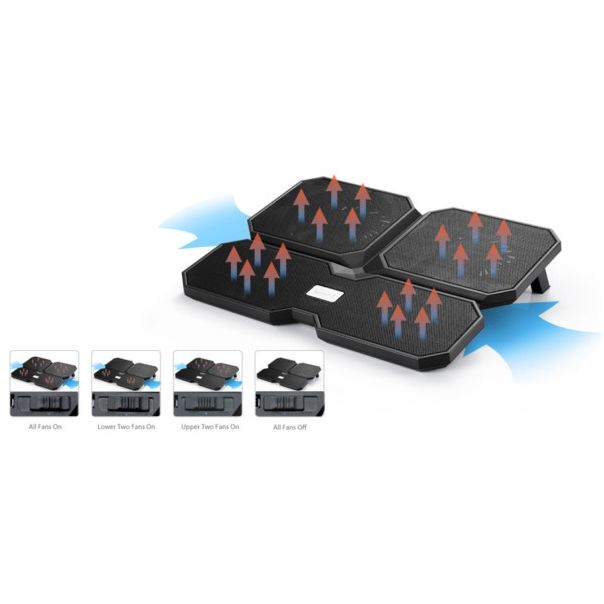 DeepCool MULTI CORE X6 Hladnjak za laptop 15.6 2x140mm+100mm.Fan 1000/1300rpm 121CFM 24dB 380x295x24 - EP3230629