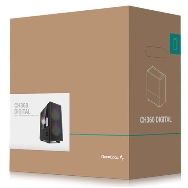 DeepCool CH360 DIGITAL mATX Kuciste,Dual Status Display, 2xLED 140mm +1x120mm, Staklena strana,USB-C - EP3223491