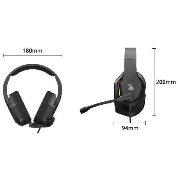 A4-G260 A4Tech Bloody gejmerske slusalice sa mikrofonom, 7.1 SURROUND, 50mm/16ohm, RGB, USB BLACK - EP3243850
