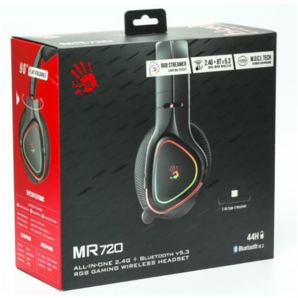 A4-MR720 A4Tech Bloody gejmerske slusalice sa mikrofonom, BT+2,4Ghz+kabl, 50mm/16ohm, RGB - EP3244386