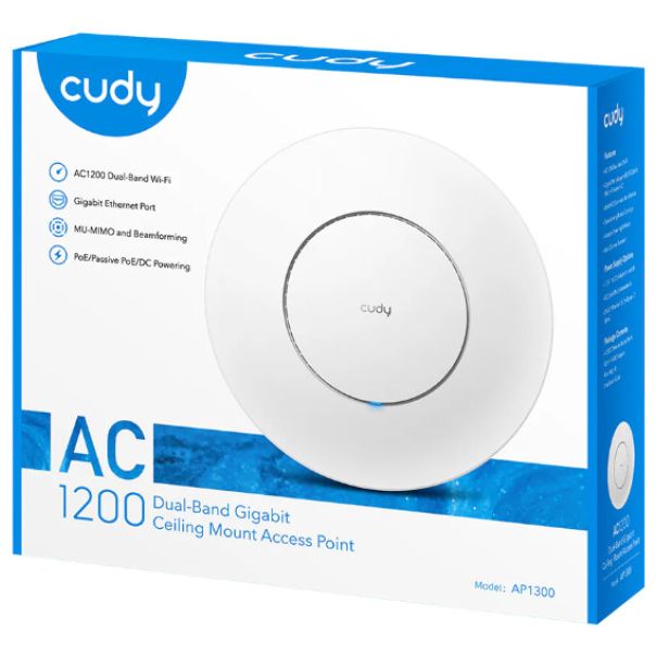 Cudy AP1300_P POE AC1200 WiFi Gigabit Access Point, pokriva 100m2, 50konekcija - EP3224811