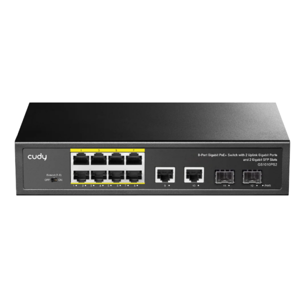 Cudy GS1010PS2 8-Port Gigabit PoE+ Switch with 2 Gigabit Uplink ports and 2 Gigabit SFP slot 120W - EP3224817