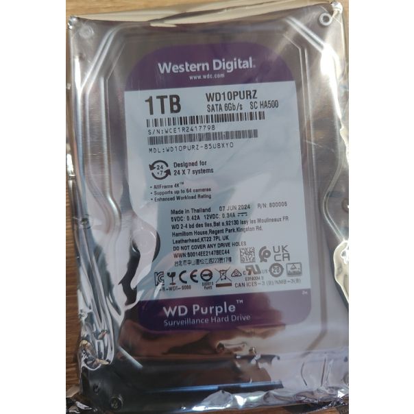 HDD 3.5 * 1TB WD10PURZ WD Purple 24/7 5400RPM 64MB SATA3 - EP3224997