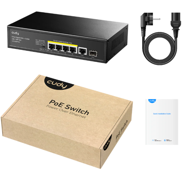 Cudy GS1005PTS1 5-Port 10/100/1000M Gigabit 4PoE+ 1RJ45 Switch with 1 SFP Slot - EP3227755