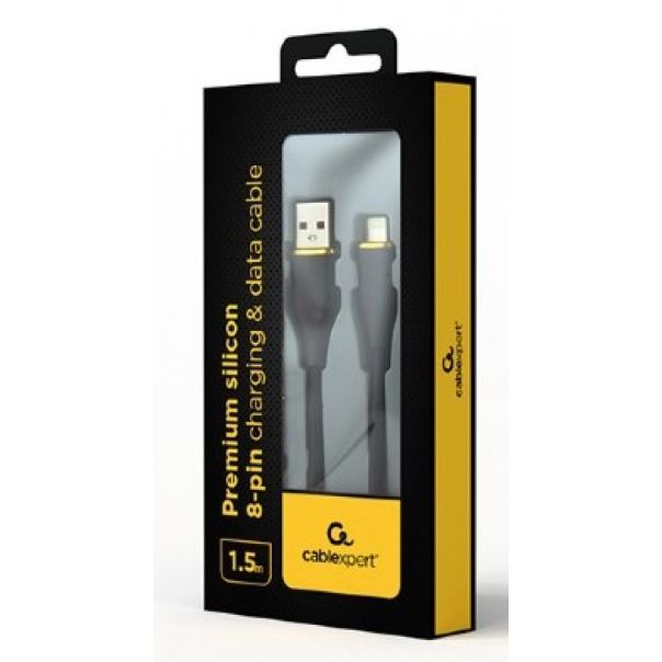 CC-USB2S-AM8PM-1.5M-BK Gembird Premium silicon 8-pin cable charging and data cable, 1.5 m, black - EP3227983