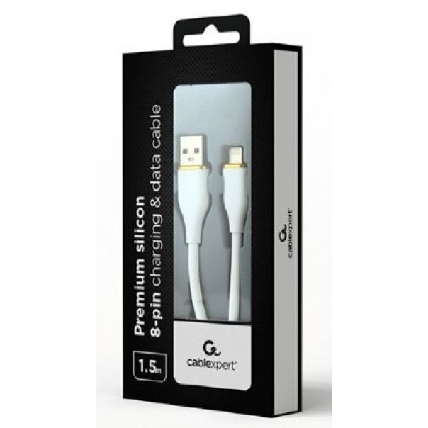 CC-USB2S-AM8PM-1.5M-W Gembird Premium silicon 8-pin cable charging and data cable, 1.5 m, white - EP3227986