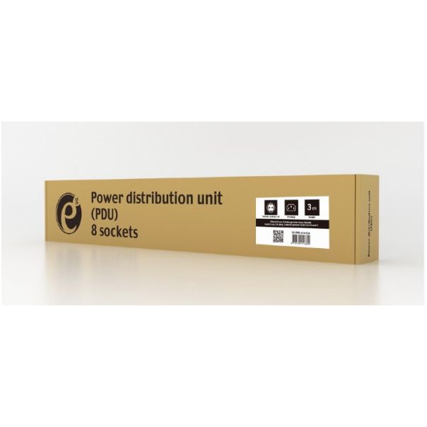 EG-PDU-014-C14 Gembird C14 Produzni kabl sa zastitom 8 uticnica 10A, PDU 1U, aluminium, 3m - EP3098990