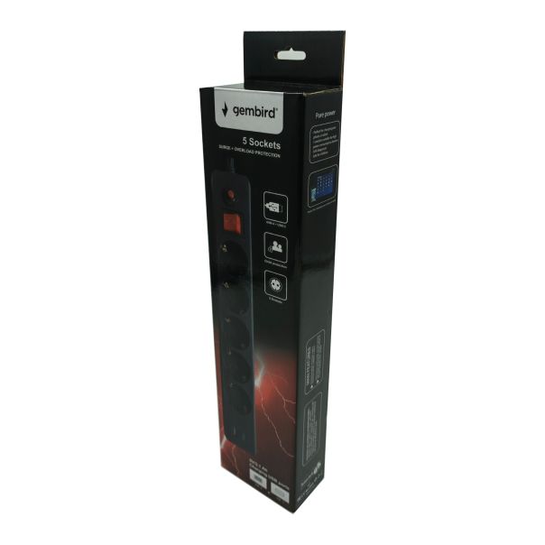 SPG5-B-10(3G1.5)**Gembird produzni kabl sa zastitom i 5 uticnica, 5V/3.1A USB-A+C 16A/3500W 3m (765) - EP3228013