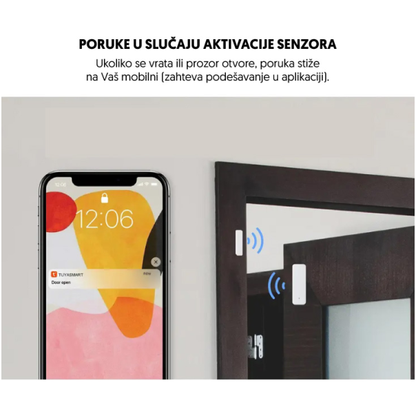 SMART senzor za vrata i prozore, WIFI, Tuya app, WFS-D06 - EP3231285