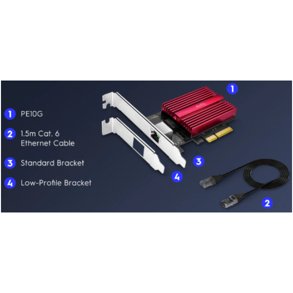 Cudy PE10G 10 Gbps PCI-E Ethernet Adapter - EP3227947