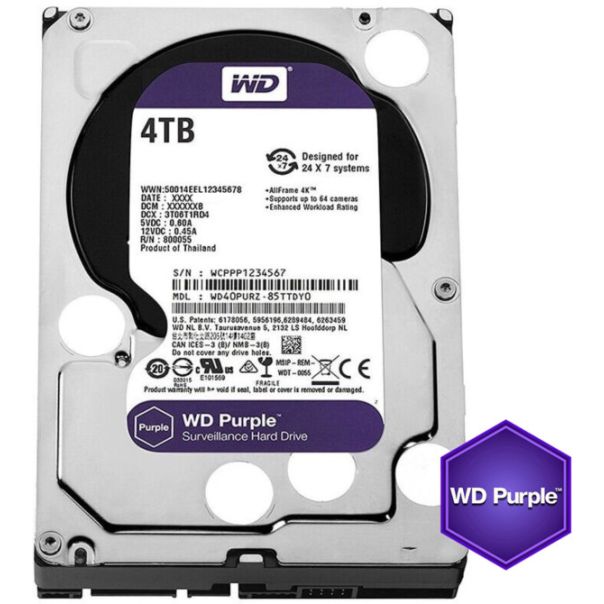 HDD 3.5 * 4TB WD43PURZ WD Purple 24/7 5400RPM 256MB SATA3 - EP3279170