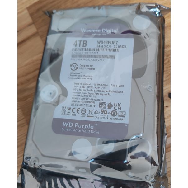 HDD 3.5 * 4TB WD43PURZ WD Purple 24/7 5400RPM 256MB SATA3 - EP3279170
