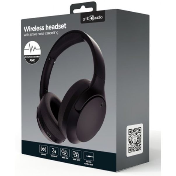BHP-ANC-01 Gembird Bluetooth stereo Slusalice sa mikrofonom BT V5.3 500mAh/32Ohm, 8h Li-ion Crne - EP3228356
