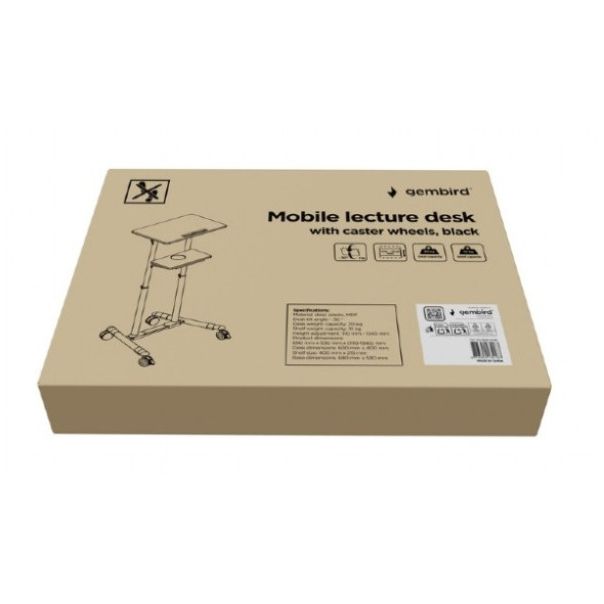 TVS-DESK-01-BK Gembird Mobilni sto sa toèkicima, 1110-1345 mm, crne boje - EP3273684