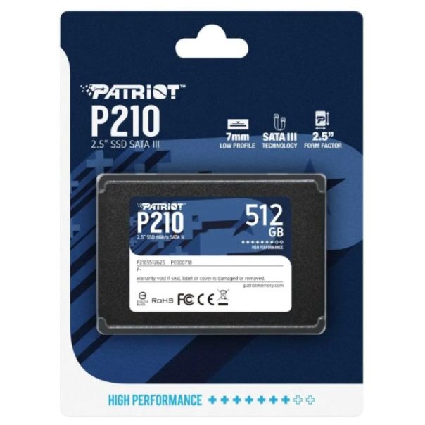 SSD 2.5 SATA3 512GB Patriot P210 520MBs/430MBs P210S512G25 - EP3228530