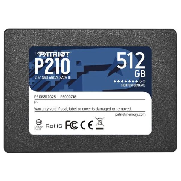 SSD 2.5 SATA3 512GB Patriot P210 520MBs/430MBs P210S512G25 - EP3228530