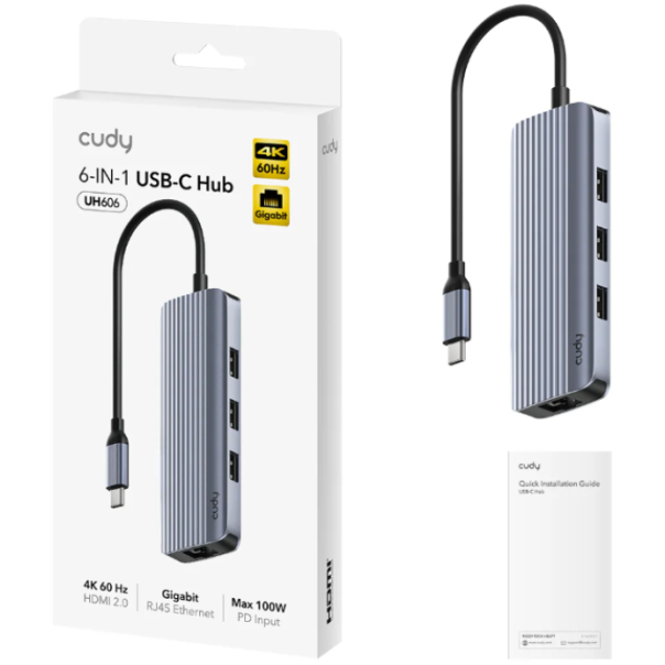 Cudy UH606 6-In-1 USB-C Hub with Gigabit Ethernet Port - EP3225727