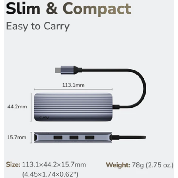 Cudy UH606 6-In-1 USB-C Hub with Gigabit Ethernet Port - EP3225727