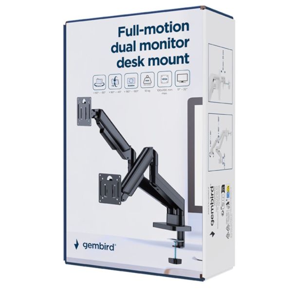 MA-DA2-06 Gembird Podesivi dupli stoni drzac za monitor, tilt, 17-32 max.10kg Black - EP3273986