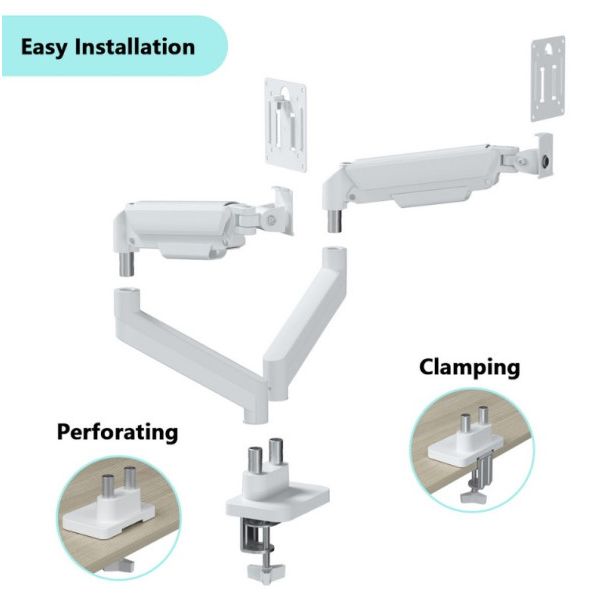MA-DA2-06-W Gembird Podesivi dupli stoni drzac za monitor, tilt, 17-32 max.10kg White - EP3273995