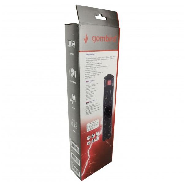SPG5-C-10 (3G1.5) Gembird produzni kabl sa zastitom 5 uticnica 3m black - EP3228659