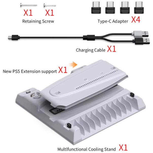 Stalak za PS5/PS5 SLIM DOBE multifunkcionalni TP5-3537B beli - EP3224518