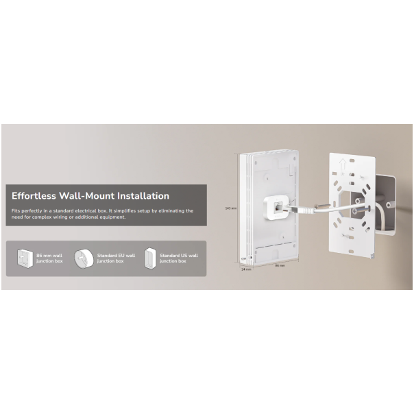 Cudy AP1300 Wall, AC1200 Zidna pristupna tacka,4-Stream Dual-Band Wi-Fi 5,867 Mbps + 300 Mbps - EP3226912