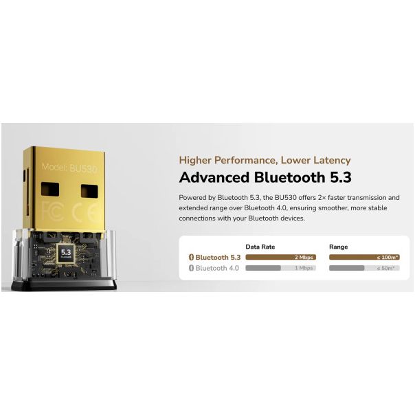Cudy BU530 Bluetooth 5.3 Nano USB Adapter Win 7/8/8.1/10/11 - EP3269355