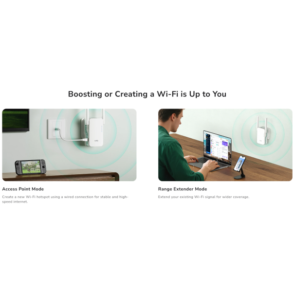Cudy RE1500,AX1500 Mesh Wi-Fi 6 Range Extender, Dual-Band Wi-Fi 6,10/100 Mbps - EP3226927