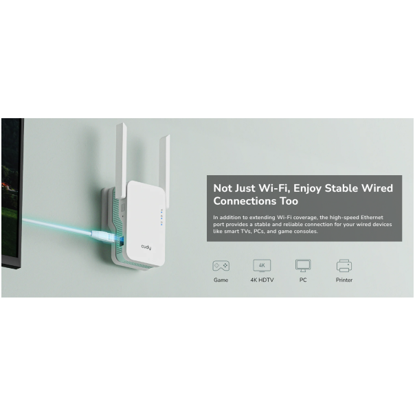 Cudy RE1500,AX1500 Mesh Wi-Fi 6 Range Extender, Dual-Band Wi-Fi 6,10/100 Mbps - EP3226927