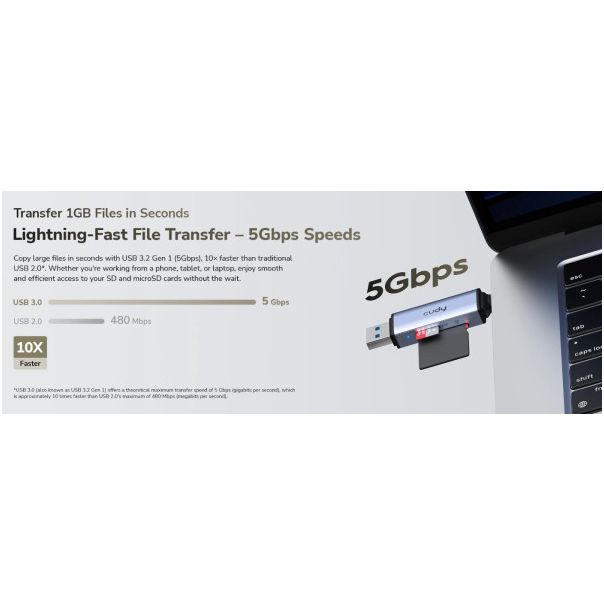 Cudy UH200 2-in-1 USB 3.0 Card Reader (alt.A-CM-COMBO8-06) - EP3226936
