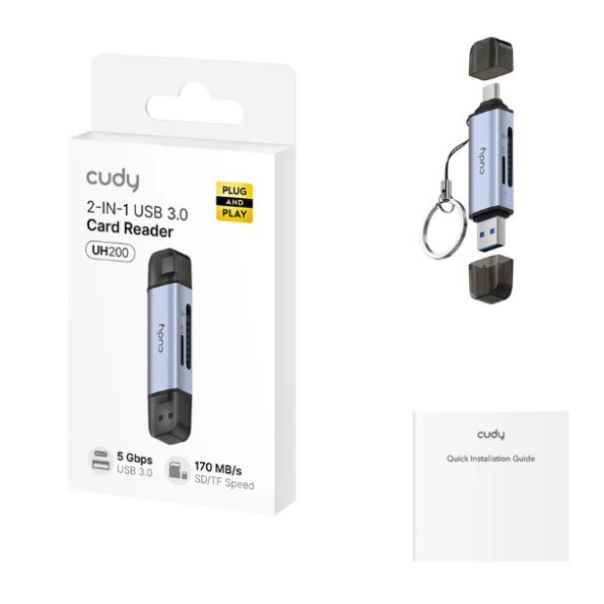 Cudy UH200 2-in-1 USB 3.0 Card Reader (alt.A-CM-COMBO8-06) - EP3226936