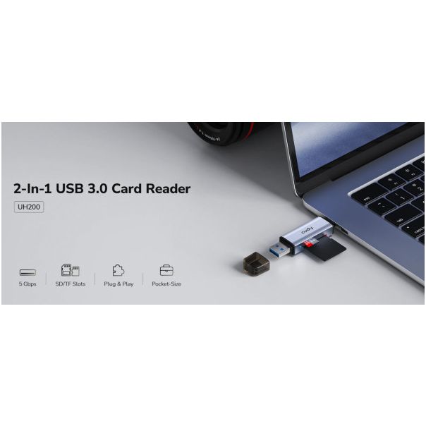 Cudy UH200 2-in-1 USB 3.0 Card Reader (alt.A-CM-COMBO8-06) - EP3226936