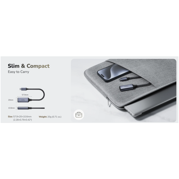 Cudy UH401 1.0,USB-C to HDMI Adapter, 1× HDMI 2.0, 4K 60Hz, 2K 144Hz, 15cm - EP3269190