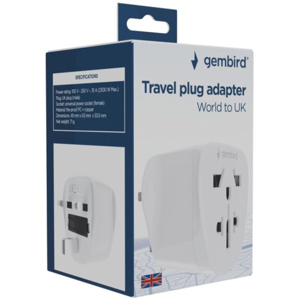 Travel adapter A-AC-UKMINTF Gembird UK suko 10A - EP3225010