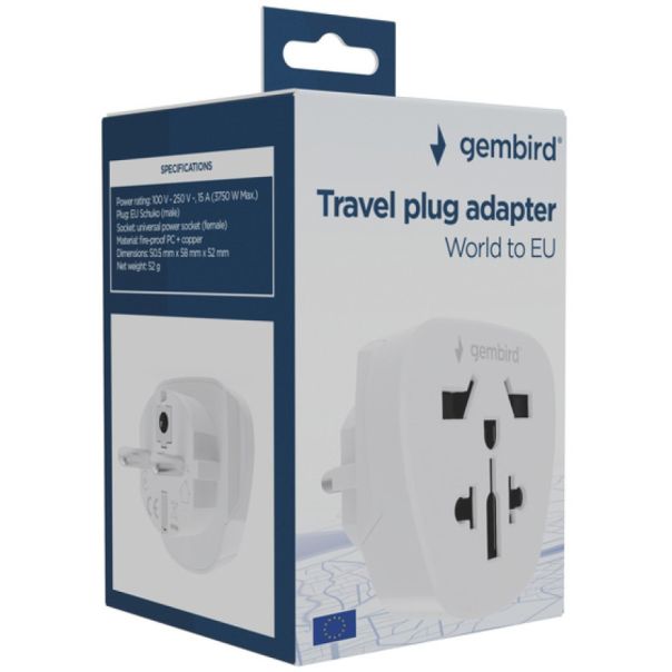 Travel adapter A-AC-EUMINTF Gembird EU suko 10A - EP3225016