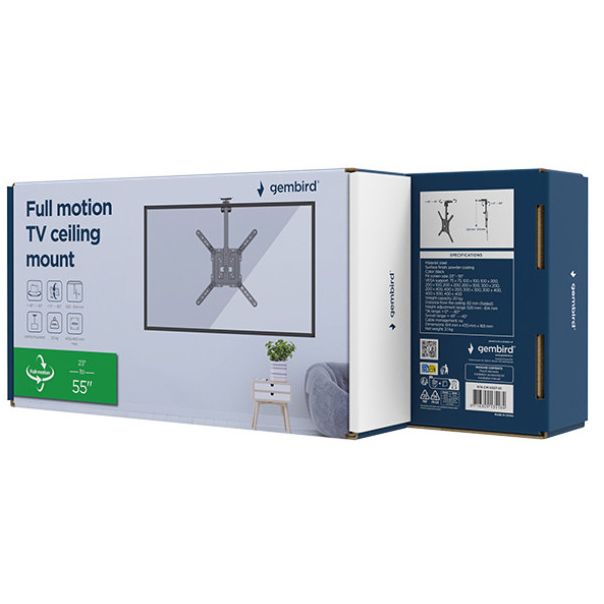 CM-55ST-01 Gembird TV plafonski nosac, VESA max. 40x40cm, 23-55inc max.20kg Udaljenost 520-614mm - EP3224404
