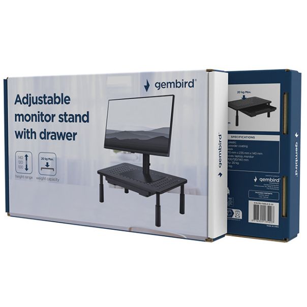 MS-TABLE-D-01 Gembird Podesivo postolje sa fiokom ya monitor 370x235x140mm - EP3225052