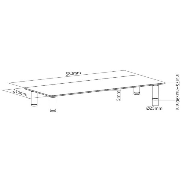 MS-TABLE-GM-01 Gembird postolje za monitor od kaljenog stakla 580x 210 x 90 mm - EP3225073