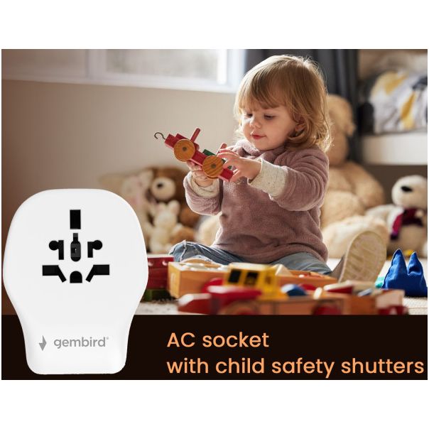 Travel adapter TPA-1A2C20-02-W Gembird Univerzalni 20W - EP3225100