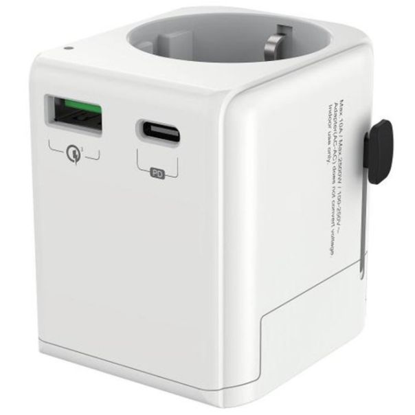 Travel adapter TPA-EU1A1C20-01-W Gembird Univerzalni, sa uzemljenjem 20W - EP3224629