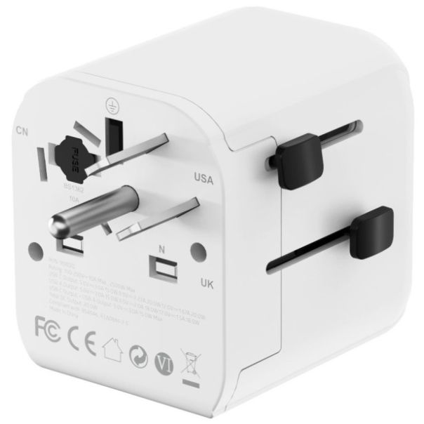Travel adapter TPA-EU1A1C20-01-W Gembird Univerzalni, sa uzemljenjem 20W - EP3224629