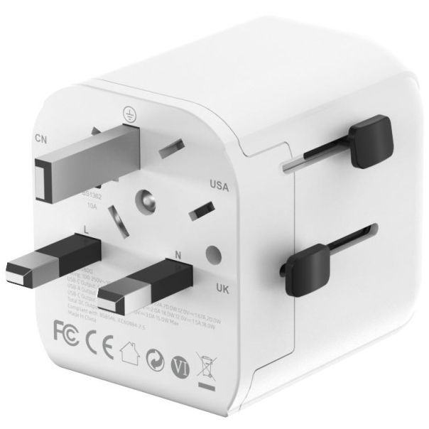 Travel adapter TPA-EU1A1C20-01-W Gembird Univerzalni, sa uzemljenjem 20W - EP3224629