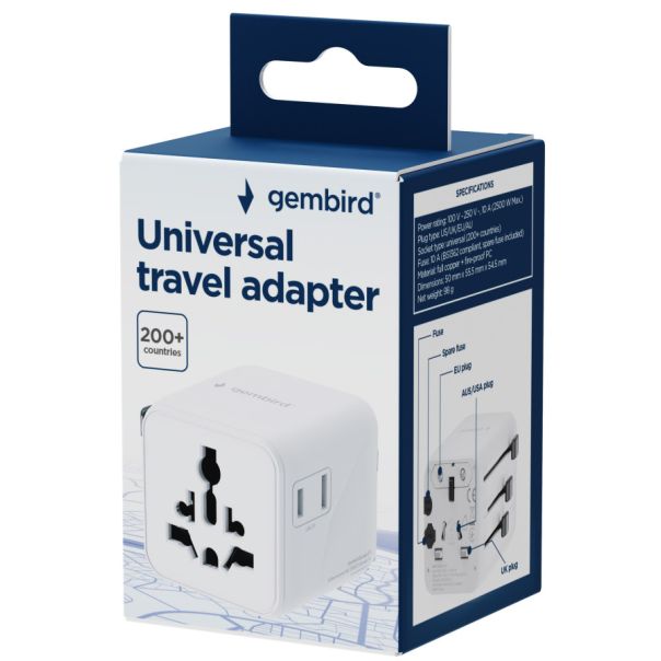 Travel adapter TPA-INT-01-W Gembird Univerzalni - EP3225124