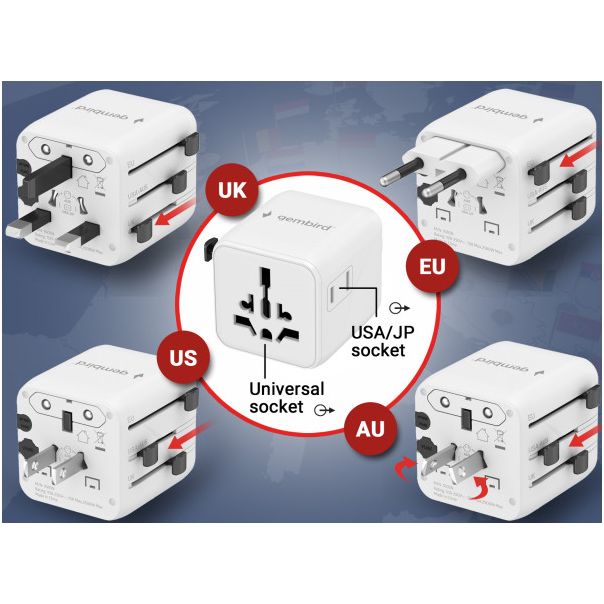 Travel adapter TPA-INT-01-W Gembird Univerzalni - EP3225124