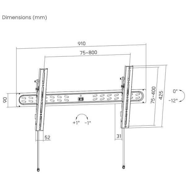 WM-95T-PRO-01 Gembird TV nosac, PRO  tilt VESA max 80x40cm, 43-95 max.50kg - EP3274572