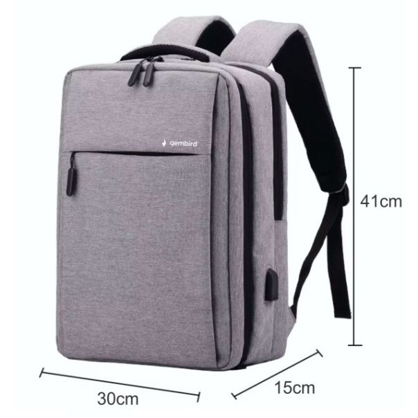 NCC-15-KLB012 Gembird Ranac poslovni Sivi za laptop 15,6inc 41x30x15cm USB konektor, 950g - EP3225442